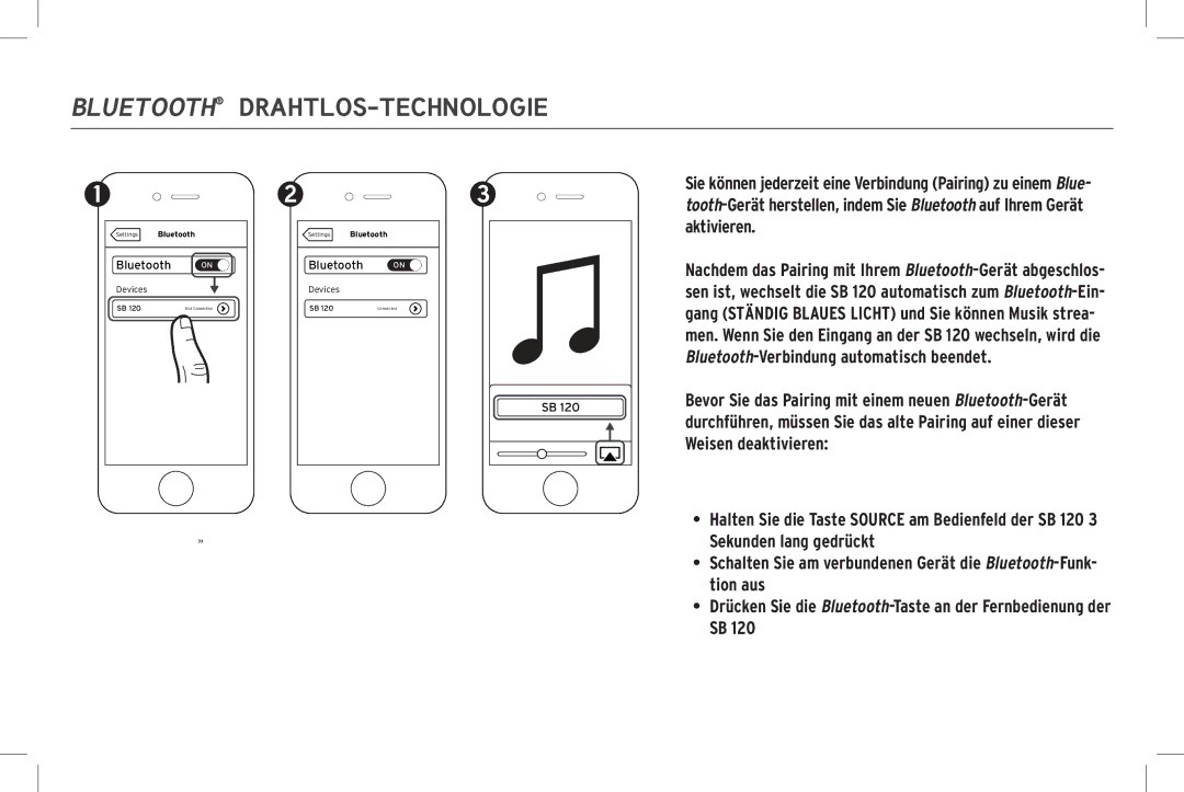 Klipsch SB 120 owner manual Bluetooth DRAHTLOS-TECHNOLOGIE 