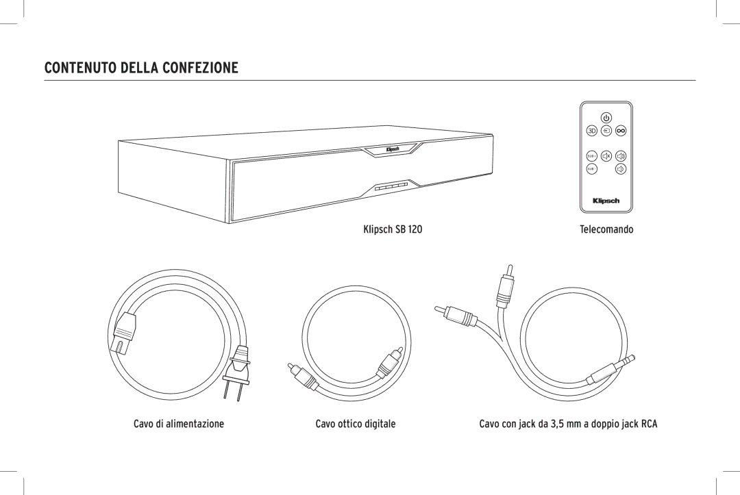 Klipsch SB 120 owner manual Contenuto Della Confezione 