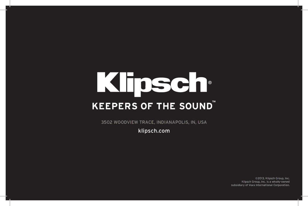 Klipsch SB 120 owner manual Klipsch.com 