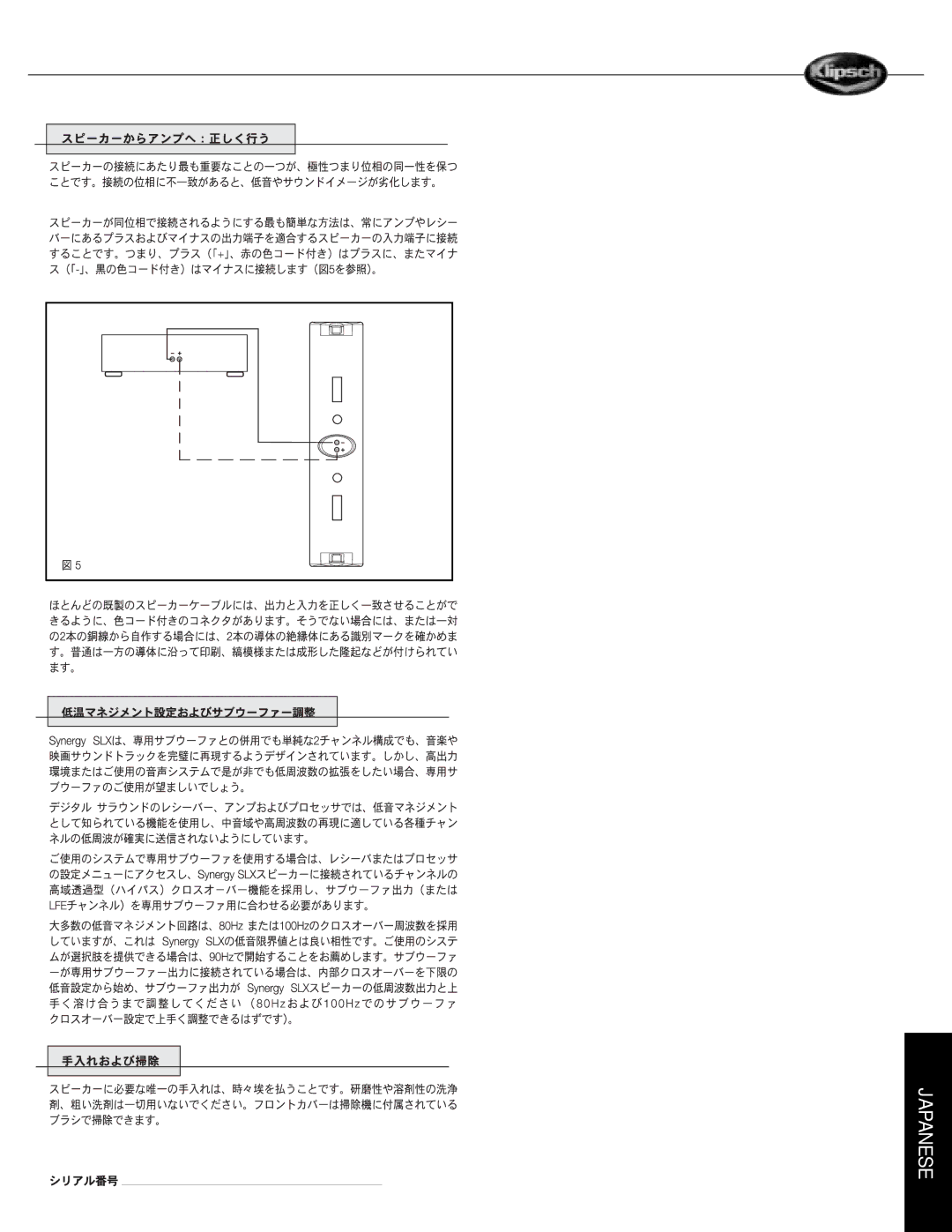 Klipsch SLX manual Japanese 