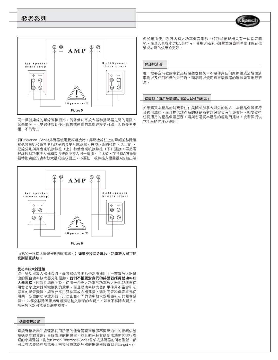 Klipsch Speaker owner manual Amp 