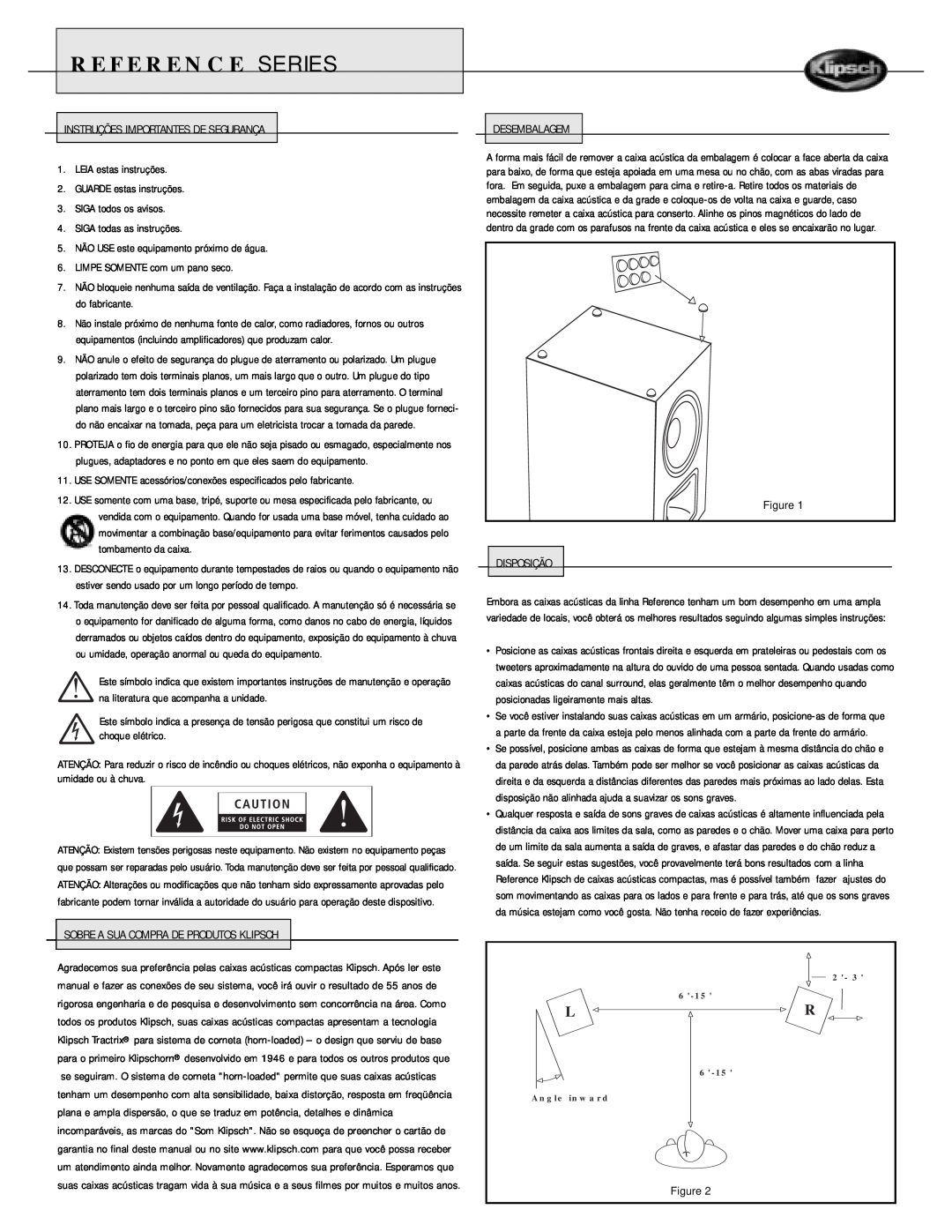 Klipsch Speaker owner manual Reference Series, Instruções Importantes De Segurança 