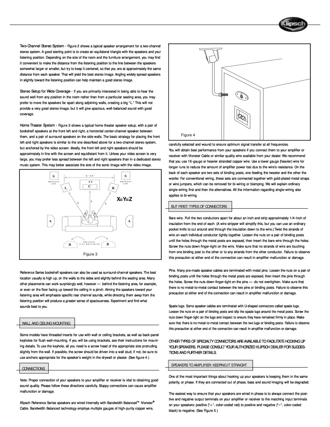 Klipsch Speaker owner manual Wall And Ceiling Mounting, Connections, But First Types Of Connectors 