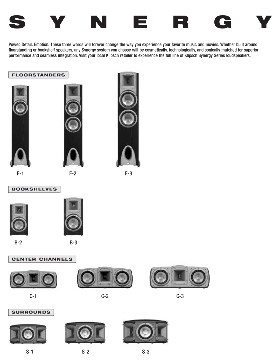 Klipsch SPEAKERS manual N E R G Y 