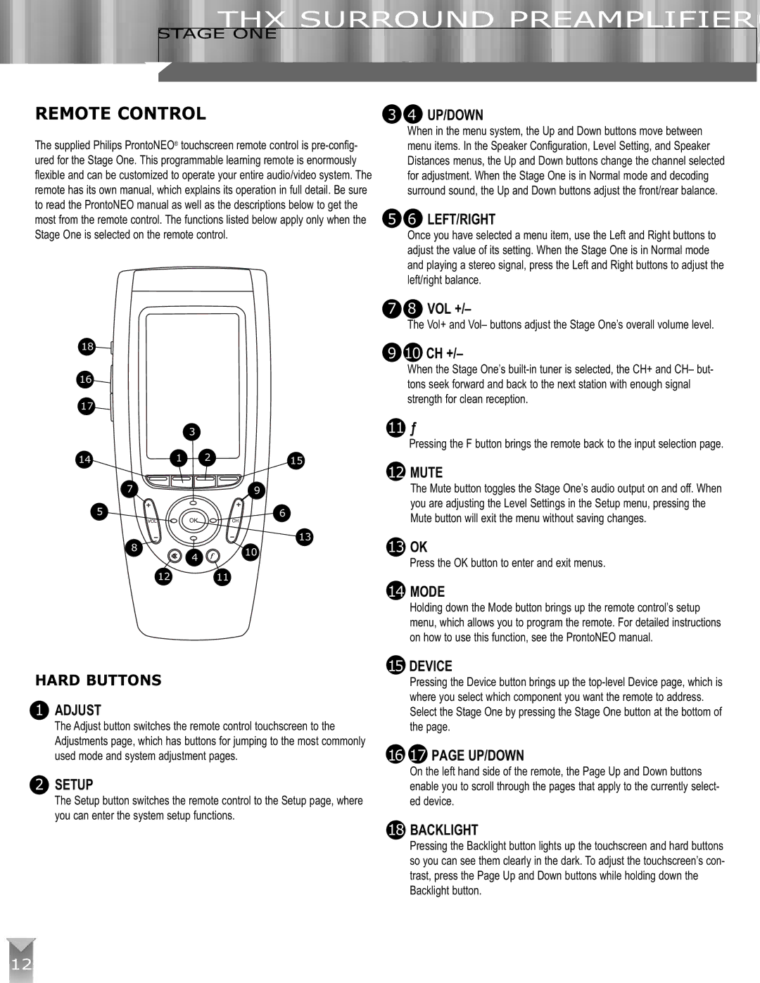 Klipsch THX ULTRA2 manual Remote Control, Hard Buttons 