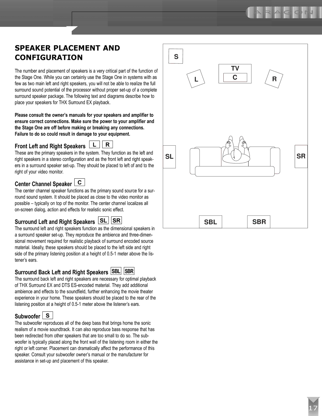 Klipsch THX ULTRA2 manual Speaker Placement Configuration 