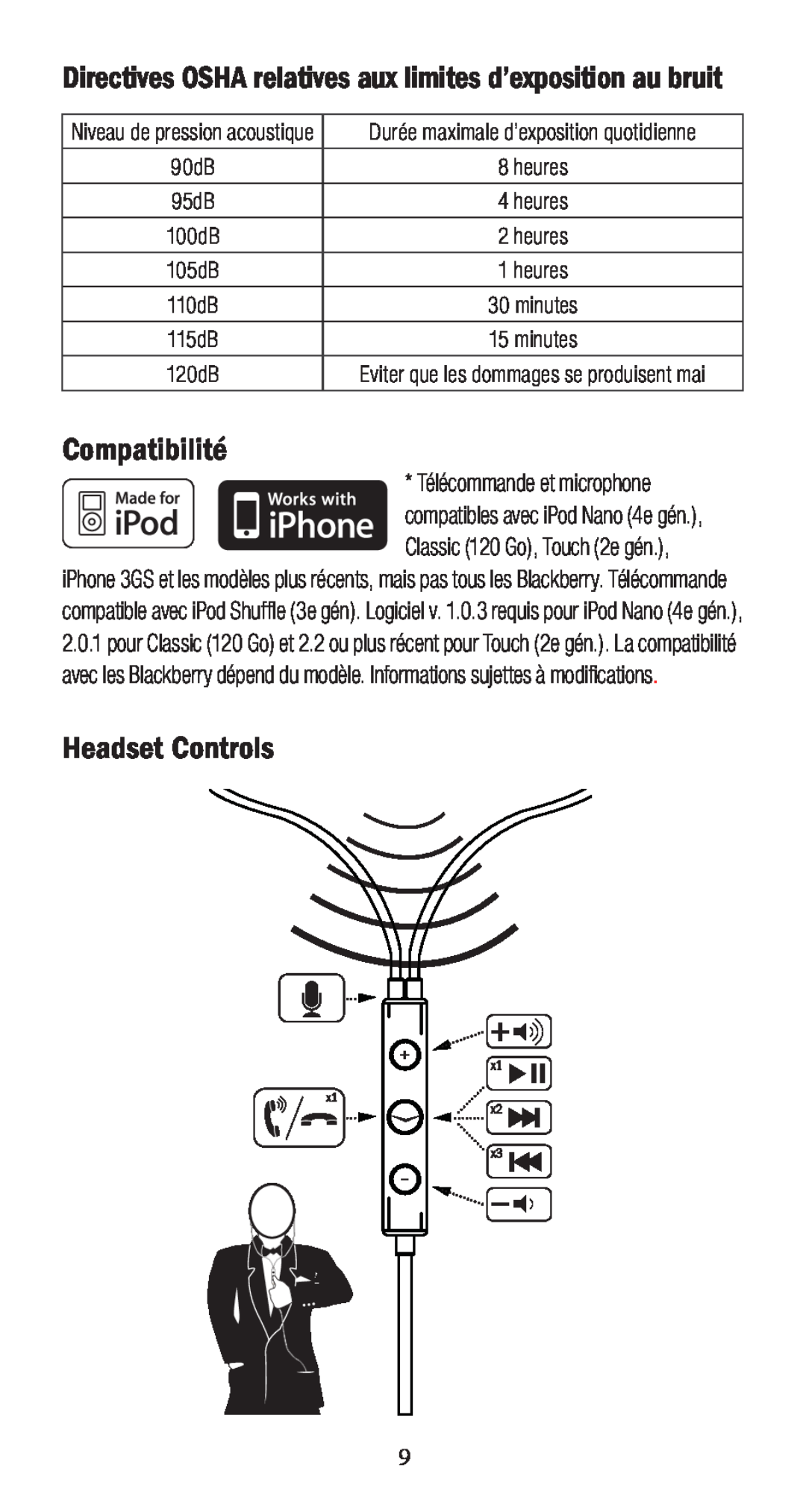 Klipsch X10I owner manual Compatibilité, Télécommande et microphone, Headset Controls 