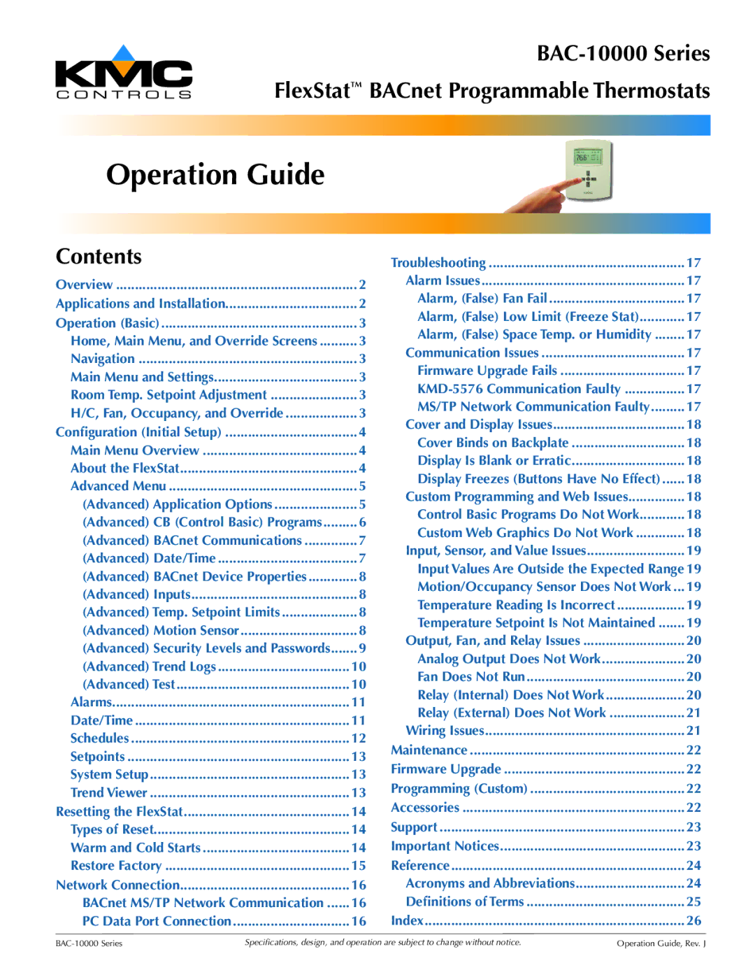 KMC BAC-10000 manual Operation Guide 