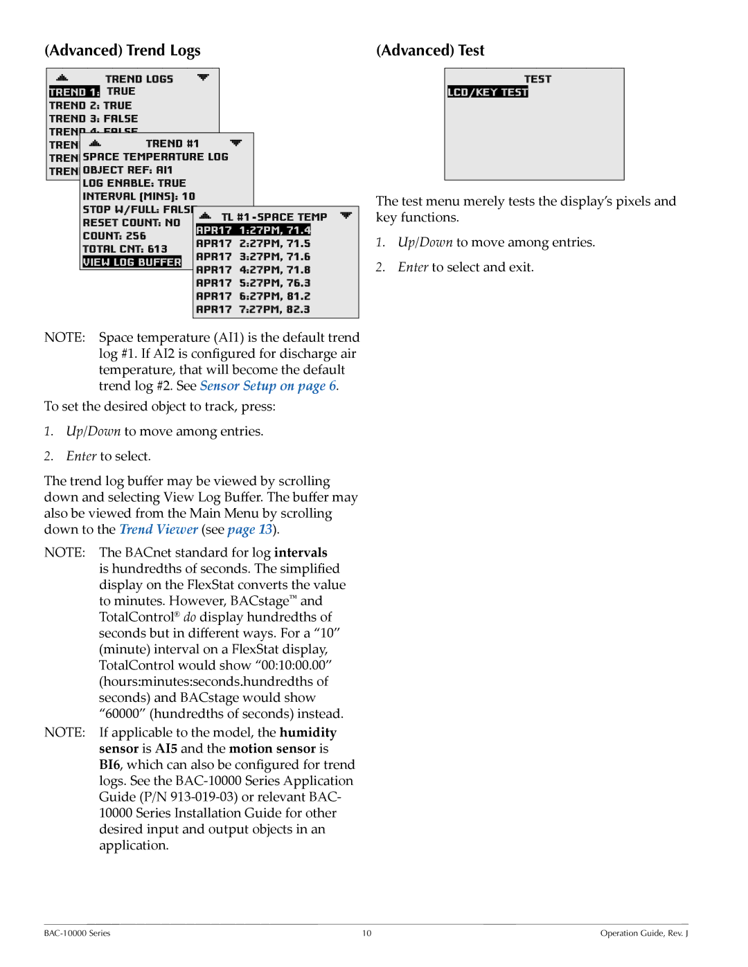 KMC BAC-10000 manual Advanced Trend Logs, Advanced Test 