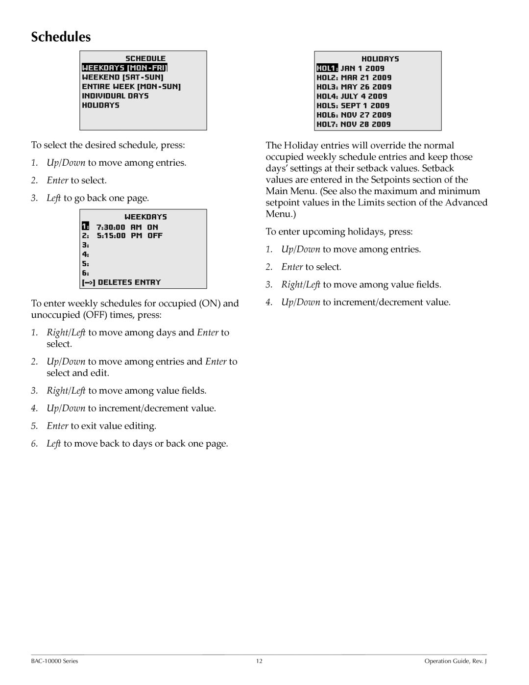 KMC BAC-10000 manual Schedules 