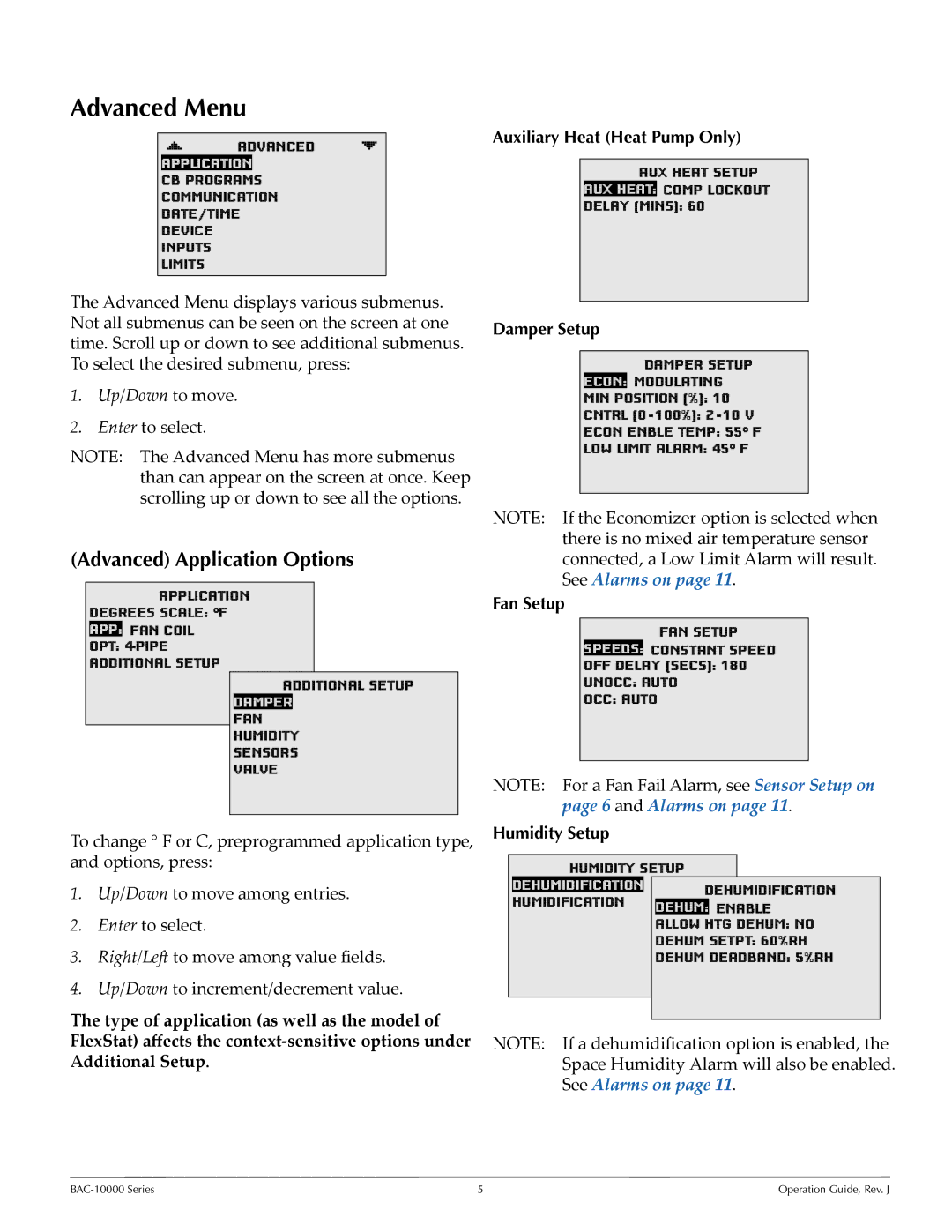 KMC BAC-10000 manual Advanced Menu, Advanced Application Options 