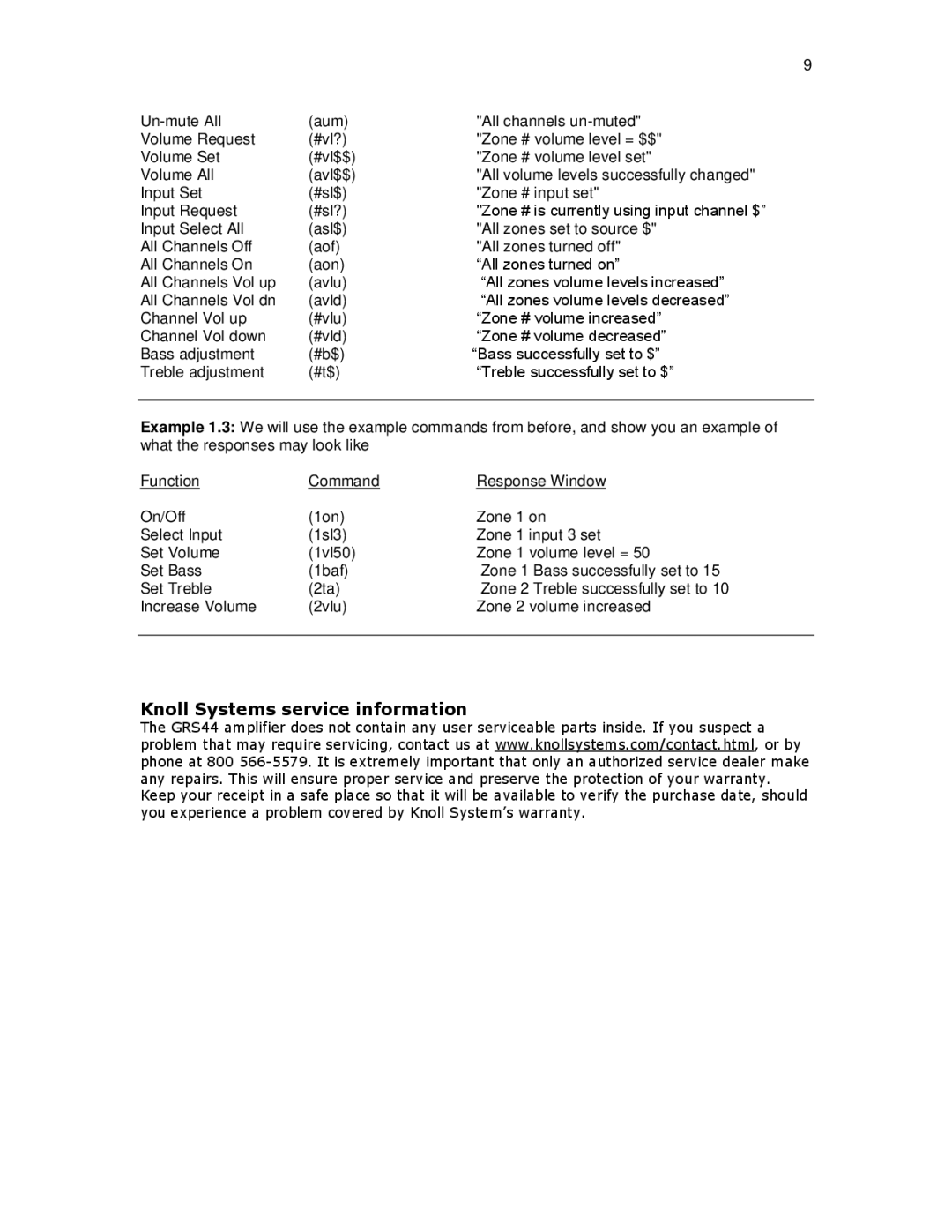 Knoll GRS44 installation instructions Knoll Systems service information 