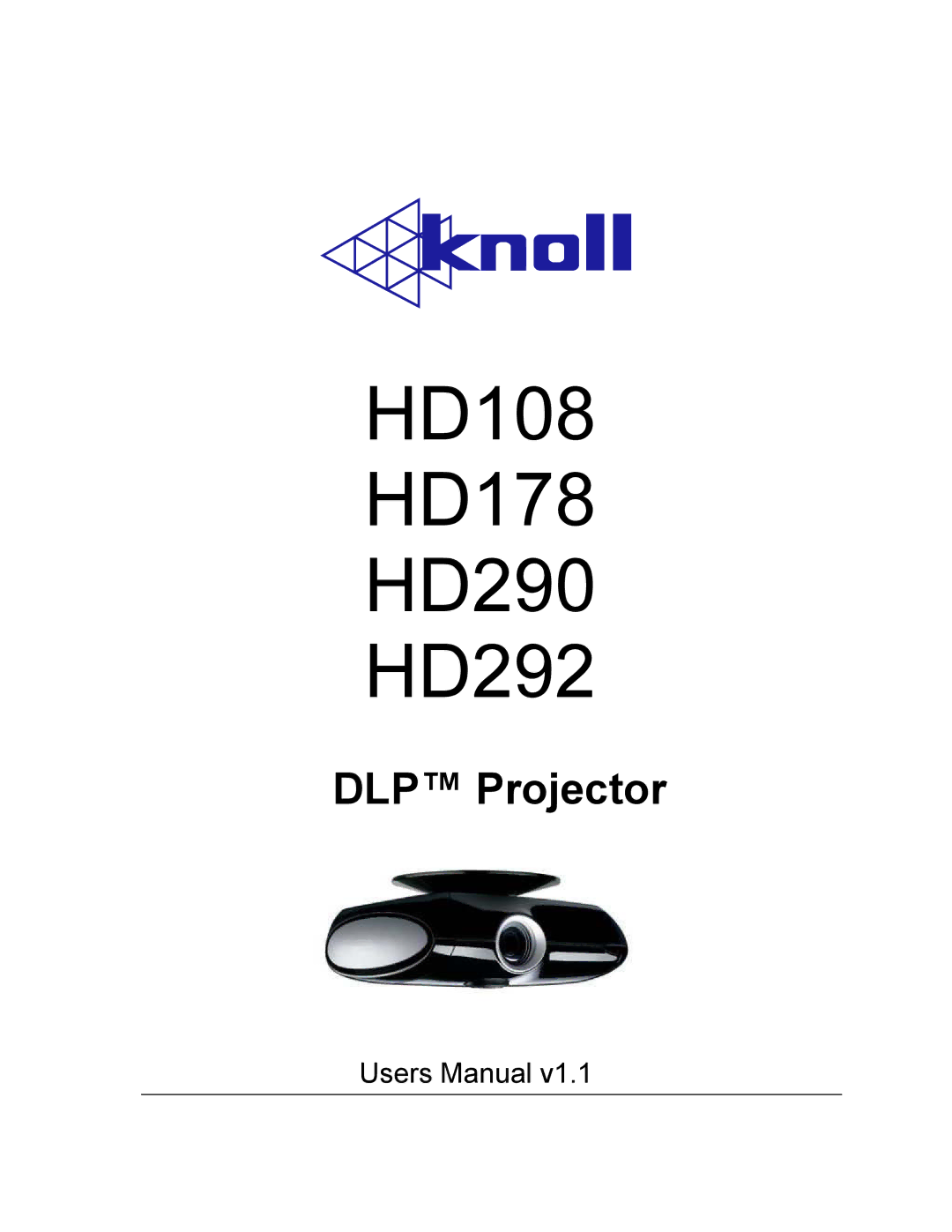 Knoll user manual HD108 HD178 HD290 HD292 