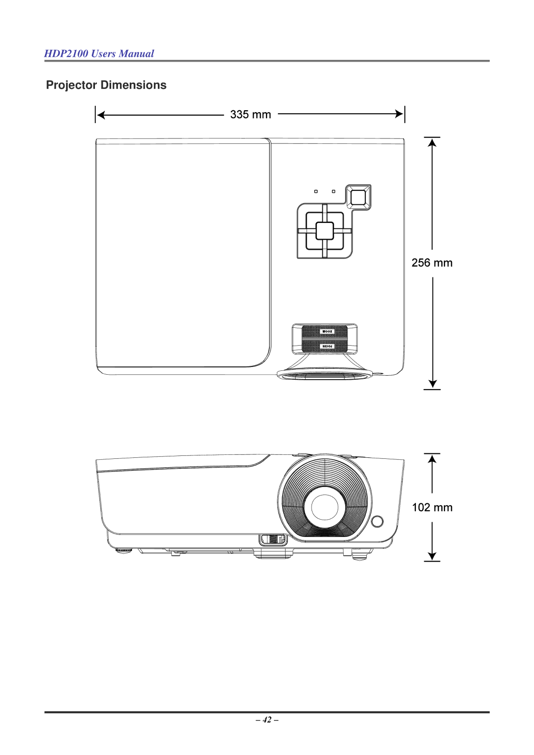 Knoll HDP2100 user manual Projector Dimensions 