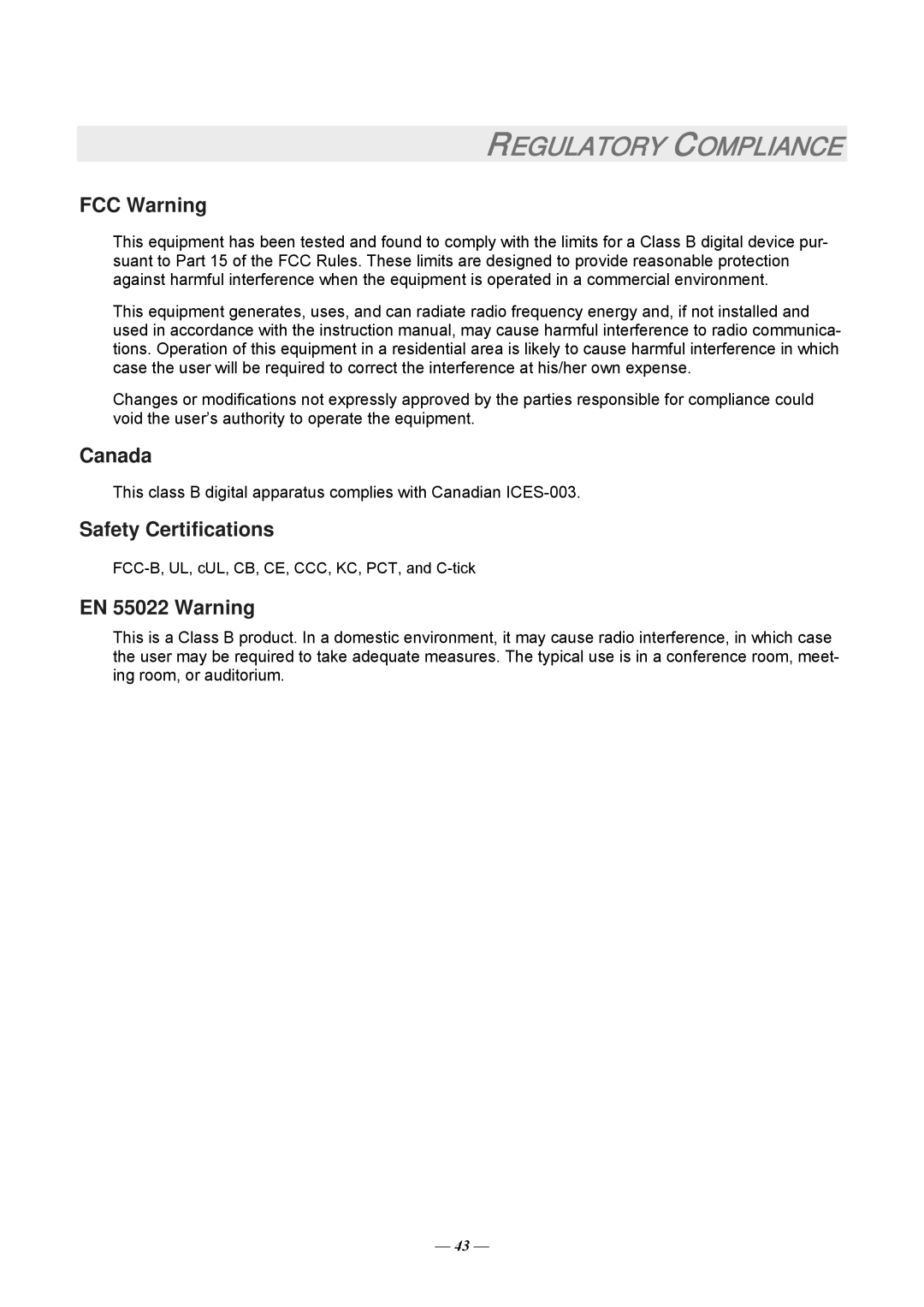 Knoll HDP2100 user manual Regulatory Compliance 