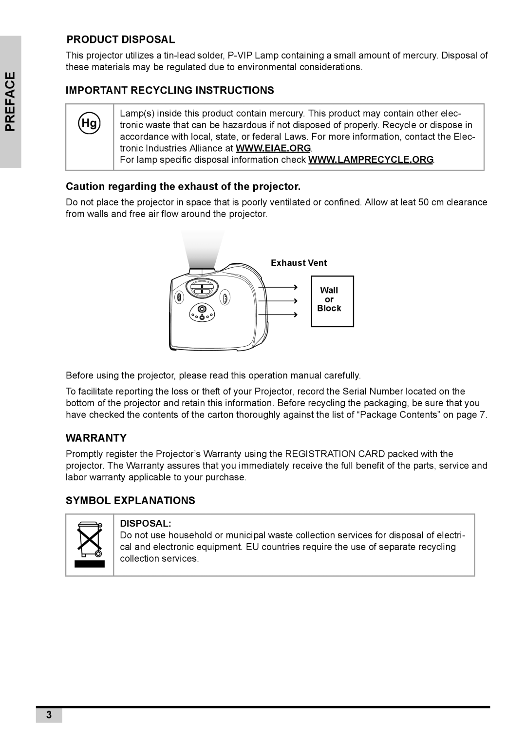 Knoll Systems 1080p DLP user manual Product Disposal 