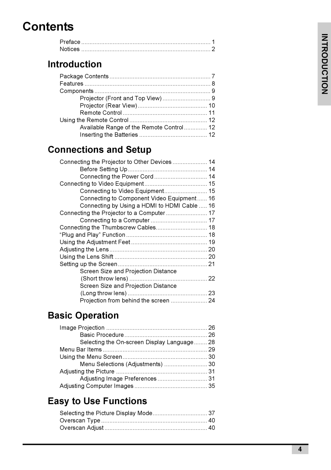 Knoll Systems 1080p DLP user manual Contents 