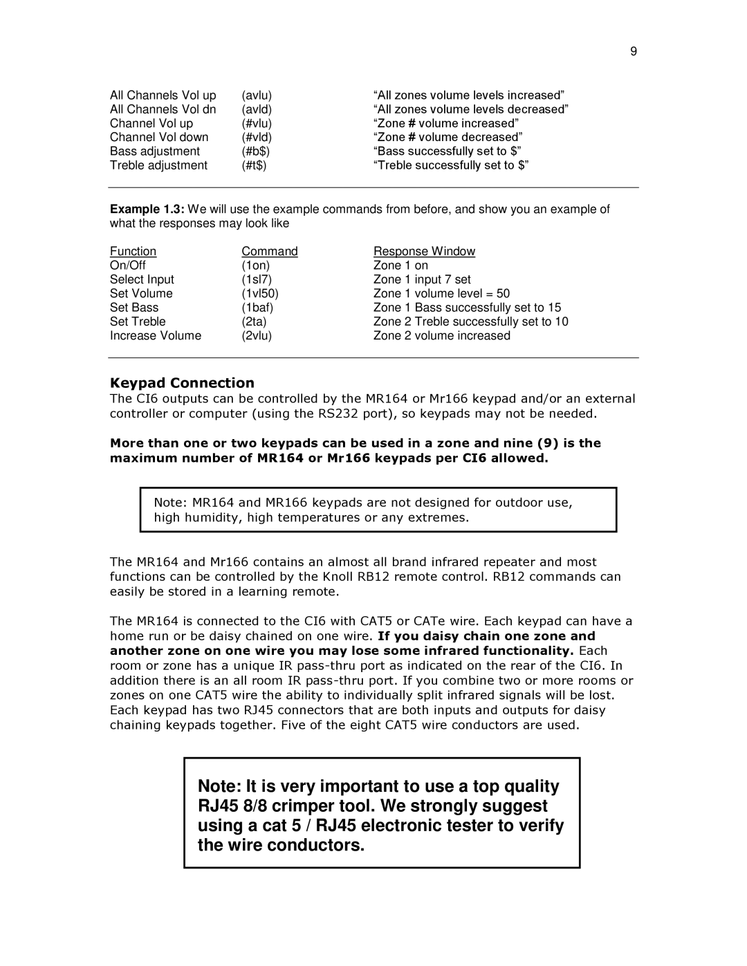 Knoll Systems C16 installation instructions Keypad Connection 