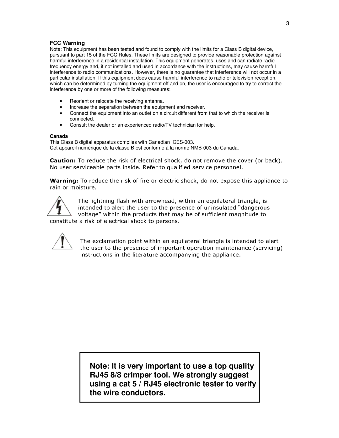 Knoll Systems GSZ44 installation instructions FCC Warning, Canada 