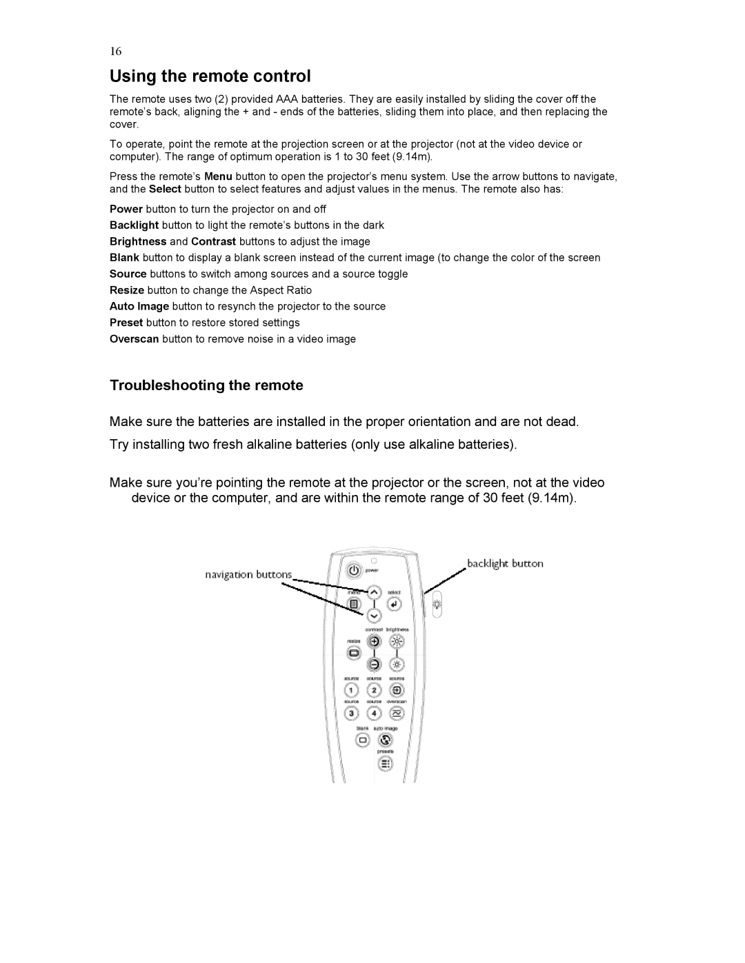 Knoll Systems HD177 user manual Using the remote control, Troubleshooting the remote 