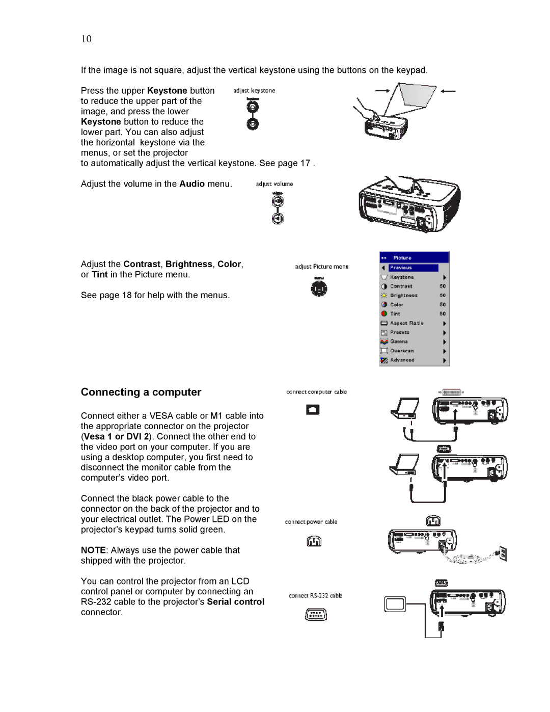 Knoll Systems HD225 user manual Connecting a computer 