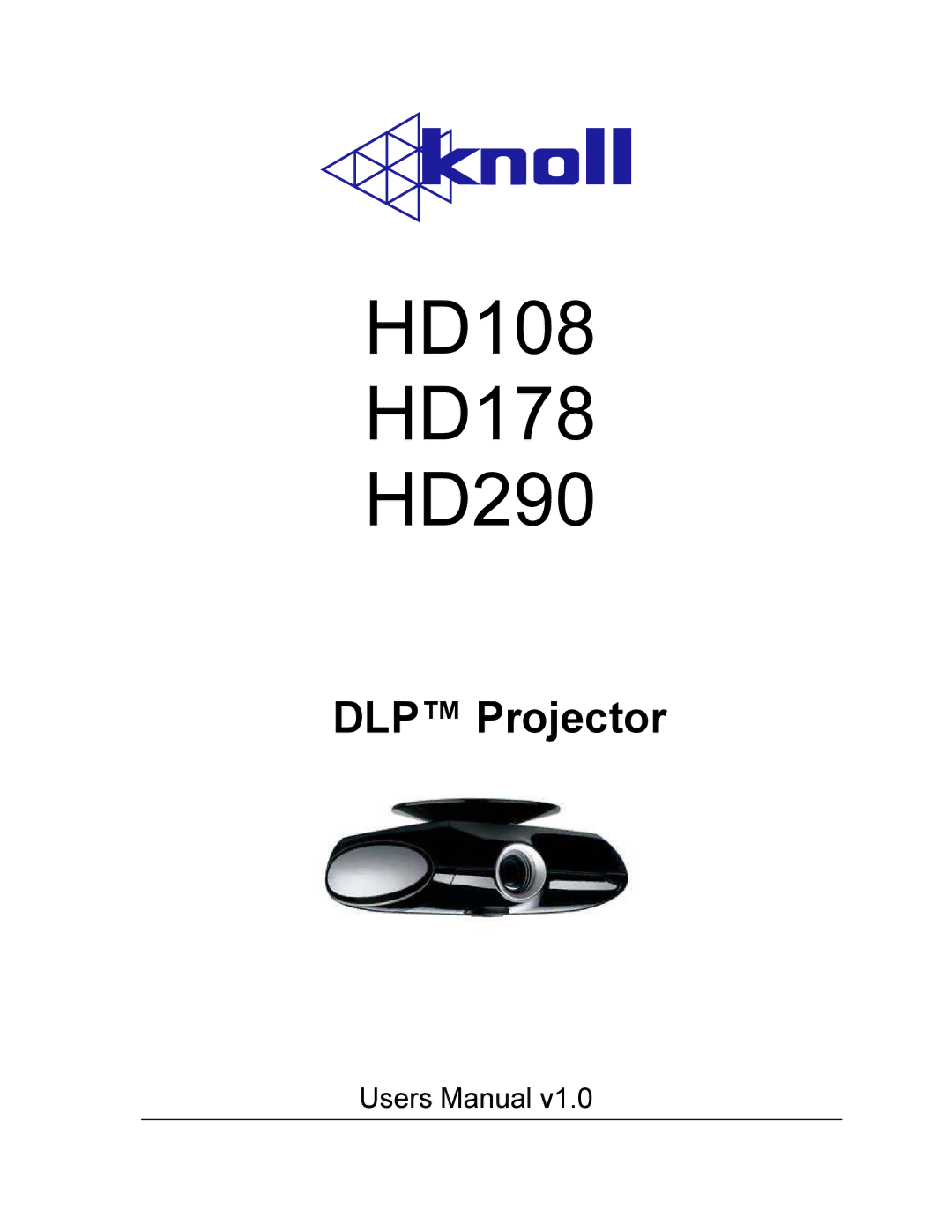 Knoll Systems user manual HD108 HD178 HD290 