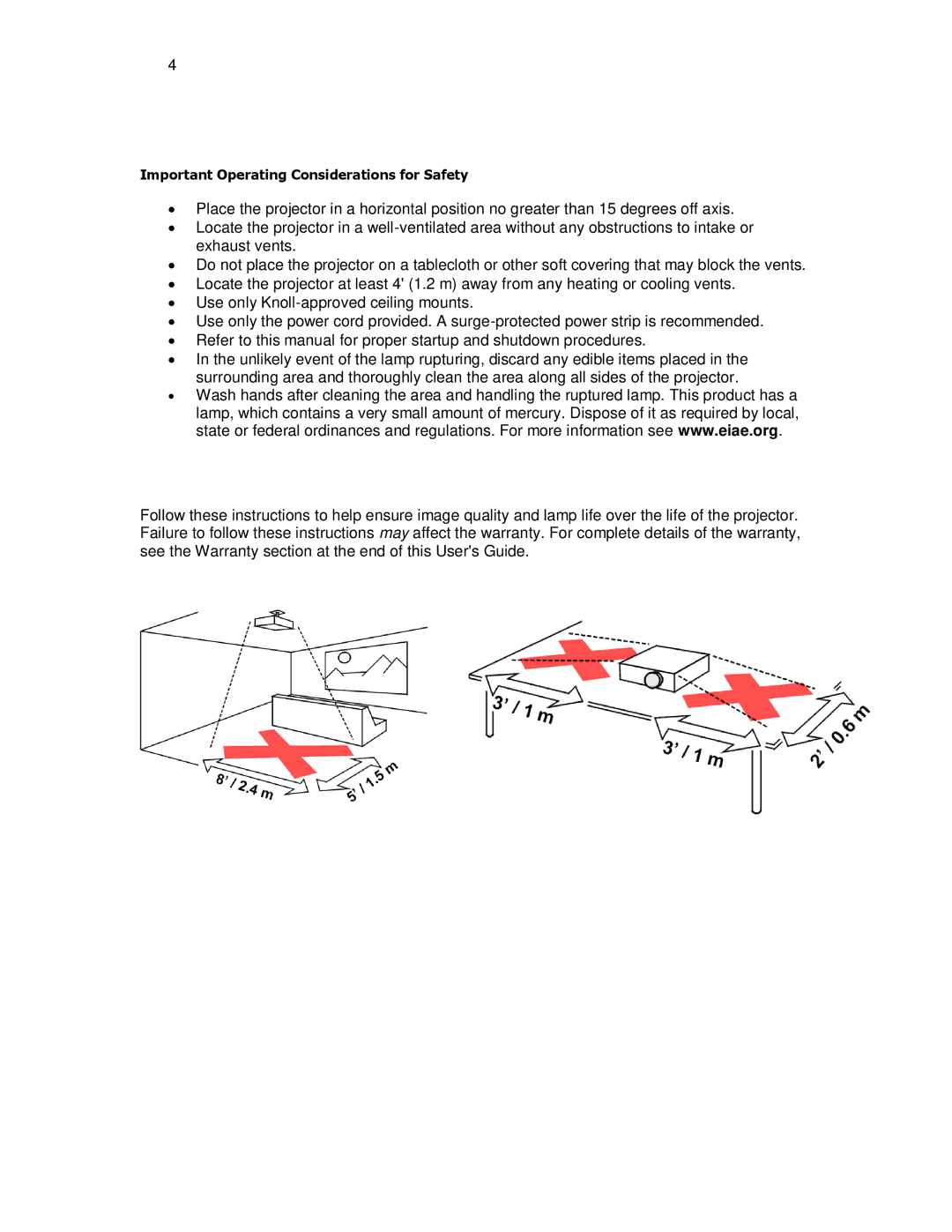 Knoll Systems HD108, HD290, HD178 user manual Important Operating Considerations for Safety 