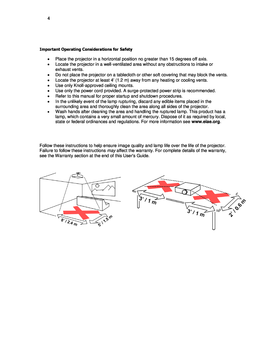 Knoll Systems HD108, HD290, HD178 user manual ∙ Use only Knoll-approved ceiling mounts 