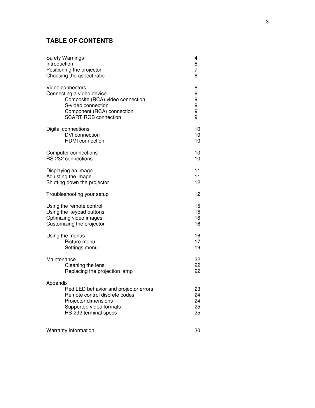 Knoll Systems HDP404 user manual Table of Contents 