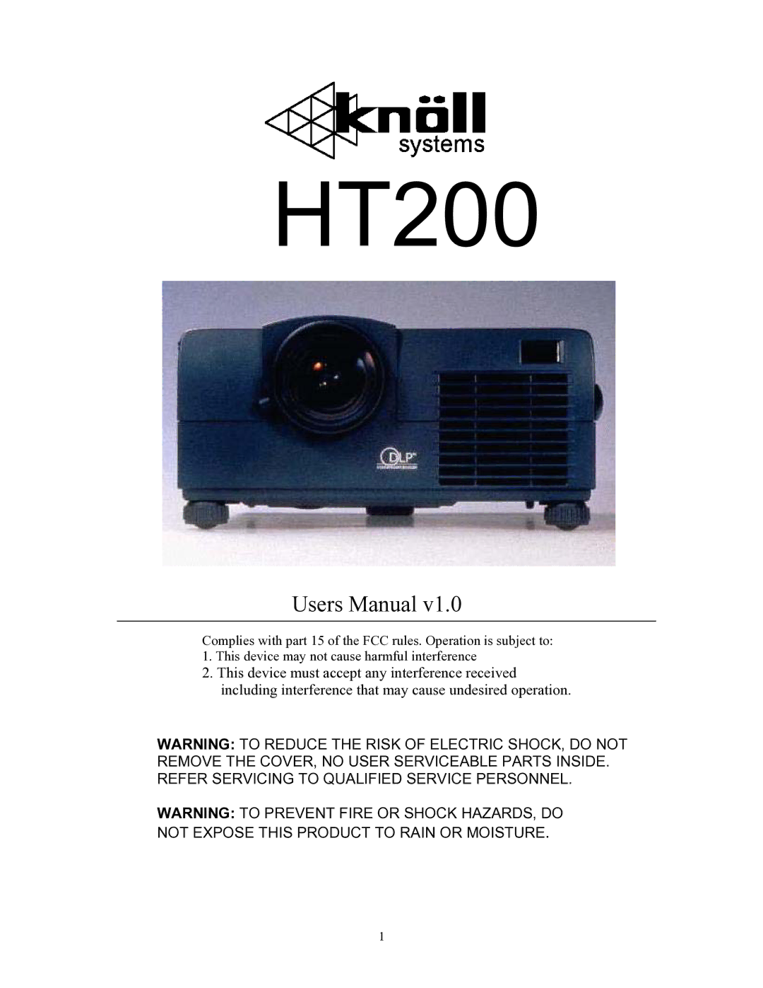 Knoll Systems HT200 user manual 