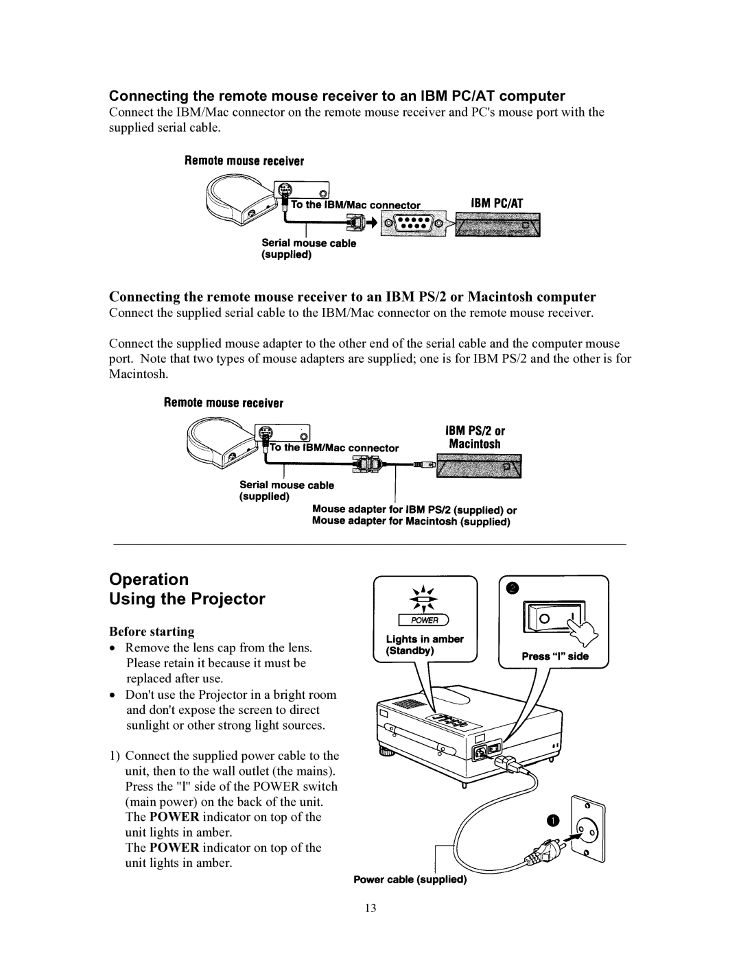 Knoll Systems HT200 user manual Operation Using the Projector, Before starting 