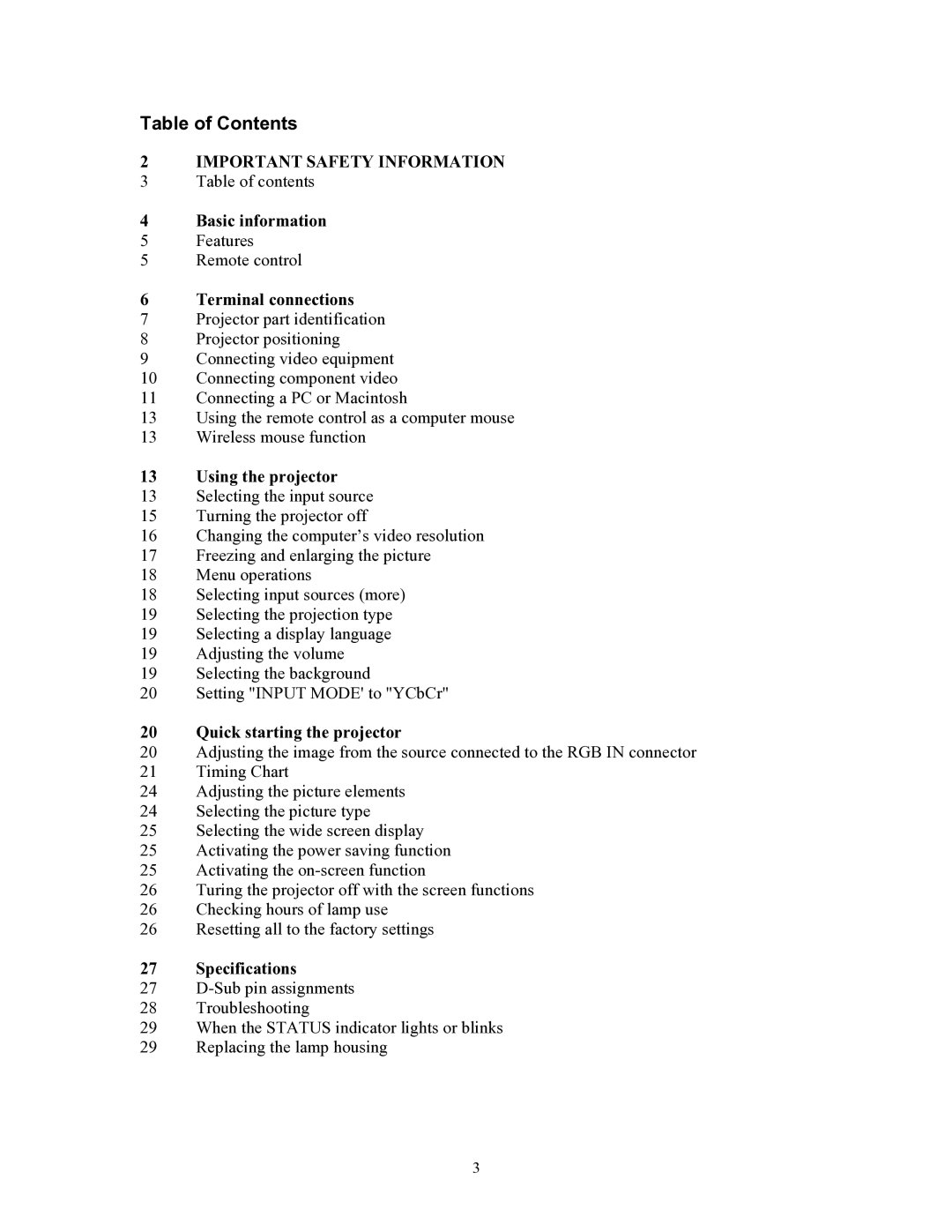 Knoll Systems HT200 user manual Table of Contents 