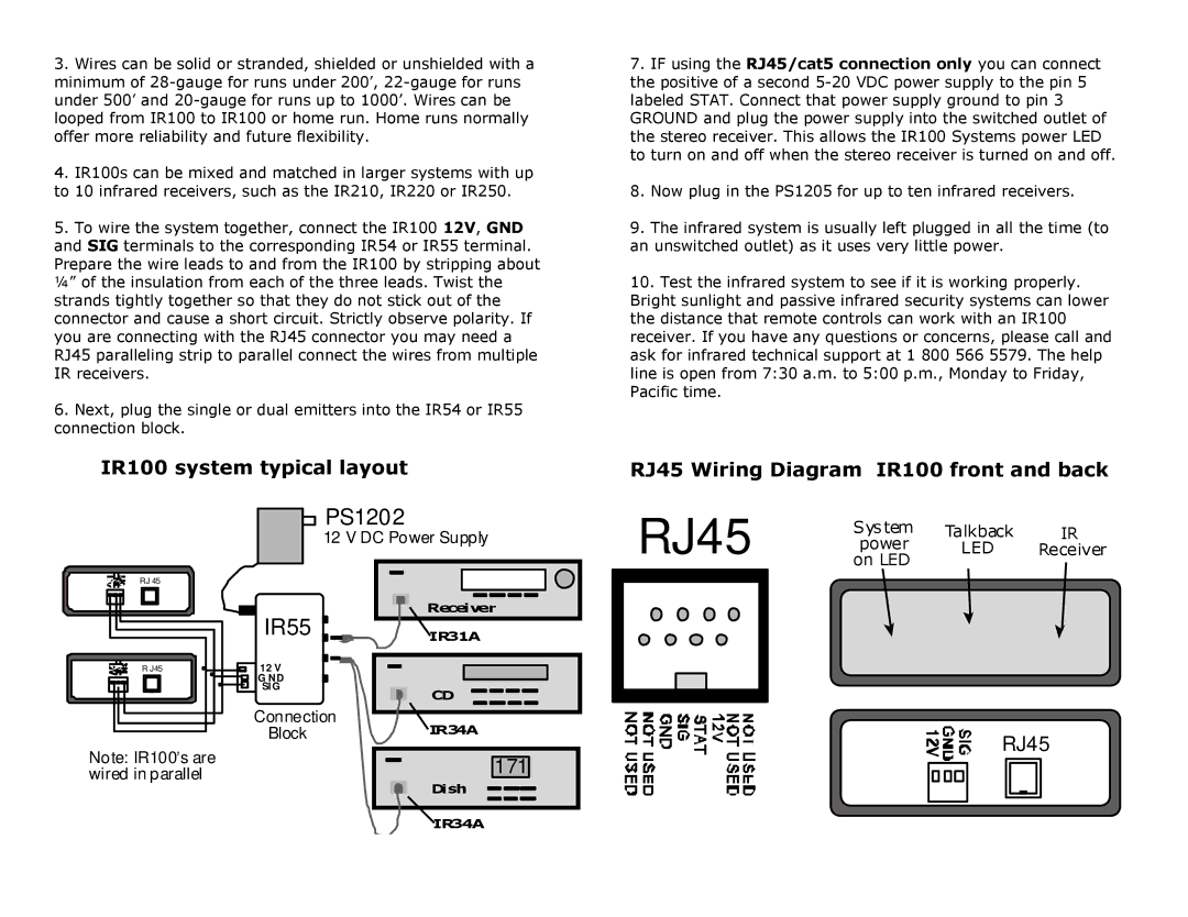 Knoll Systems IR100 warranty RJ45 