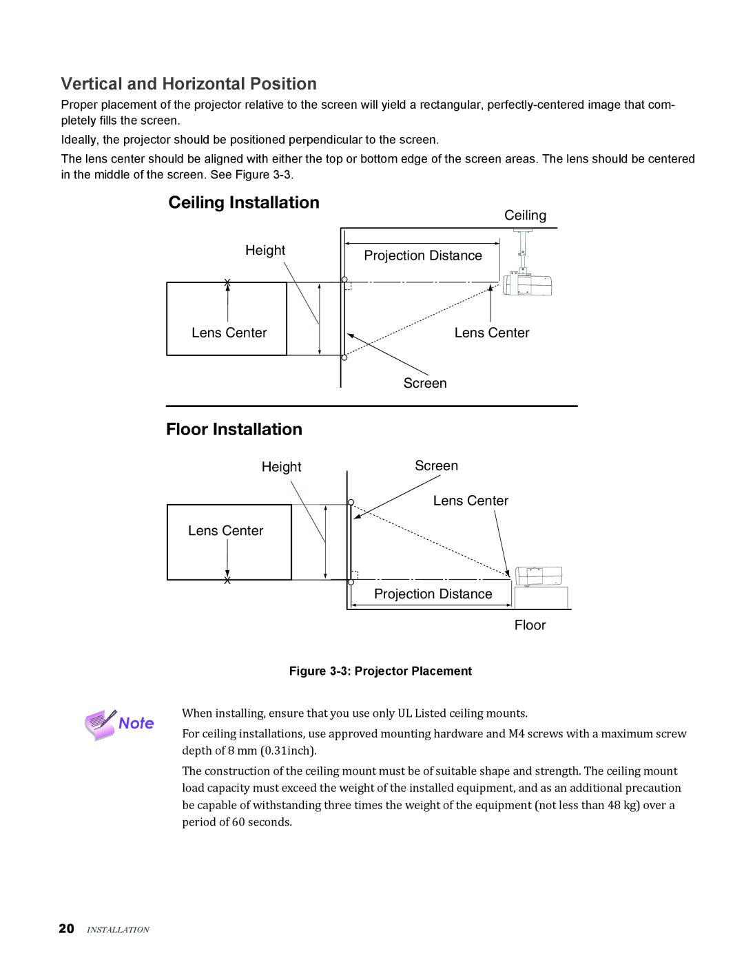 Knoll Systems LED1081 user manual Vertical and Horizontal Position, Floor Installation 