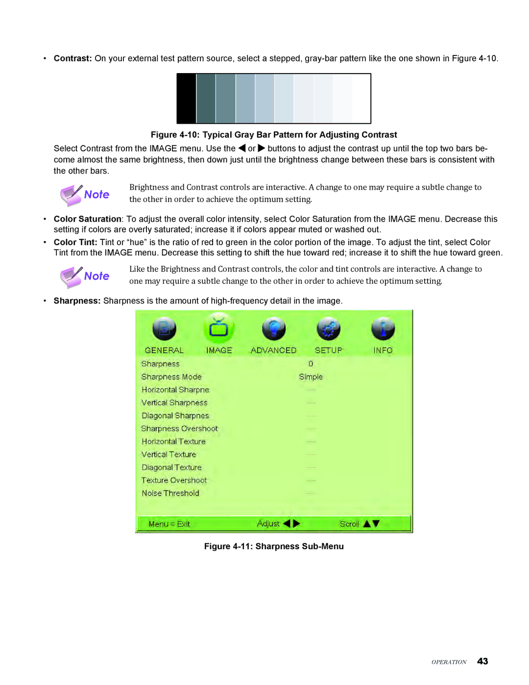 Knoll Systems LED1081 user manual Typical Gray Bar Pattern for Adjusting Contrast 