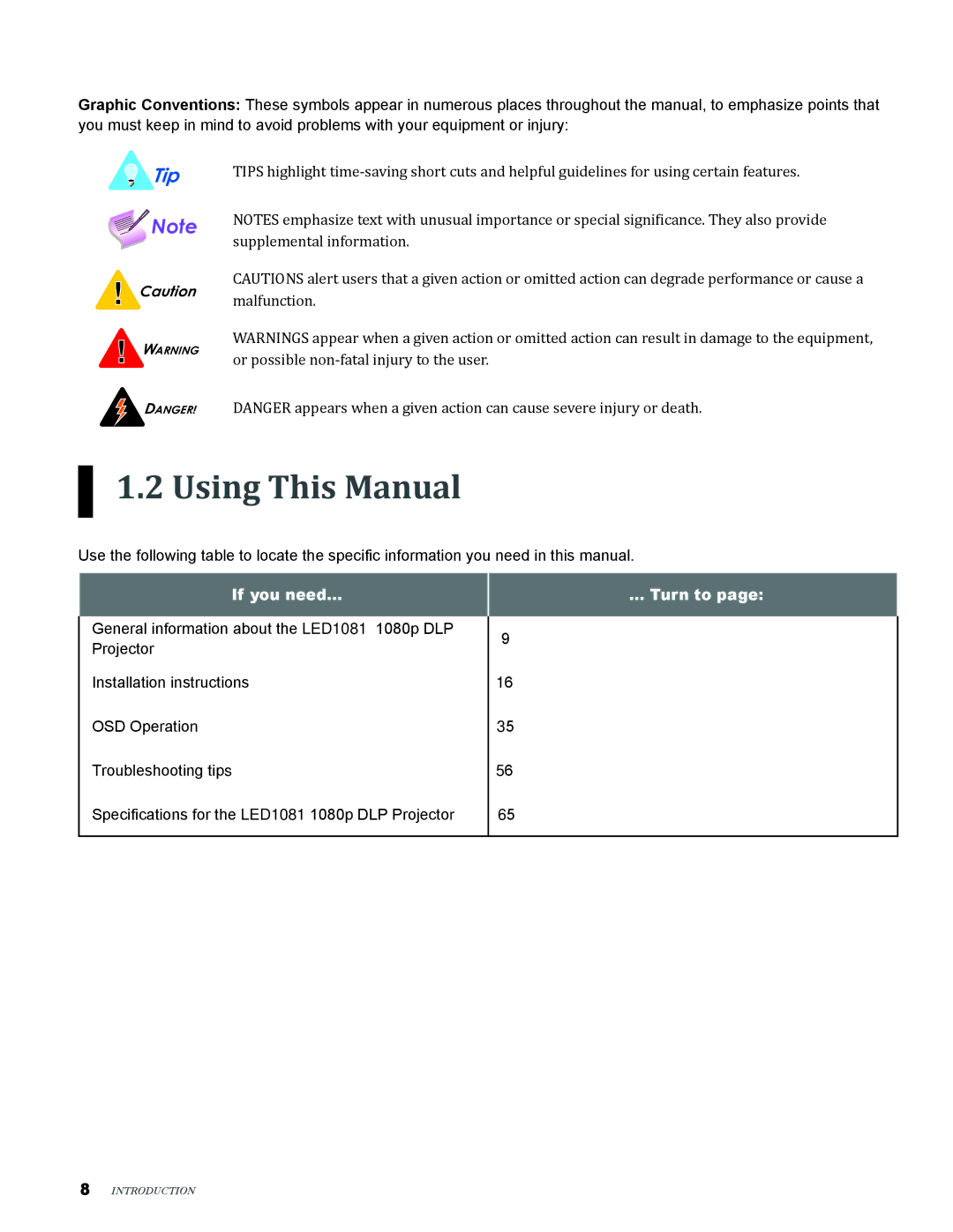 Knoll Systems LED1081 user manual Using This Manual, If you need, Turn to 