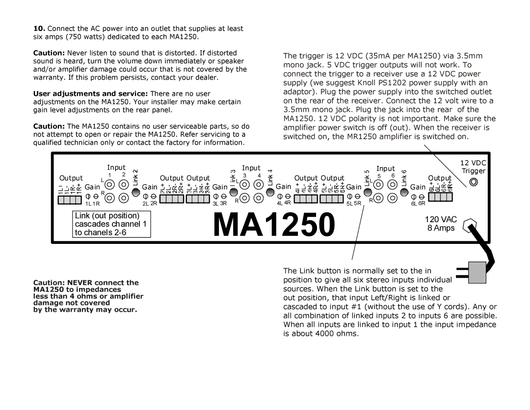 Knoll Systems MA1250 specifications 