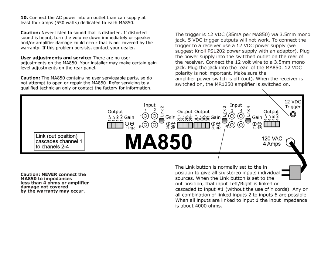 Knoll Systems MA850 specifications 