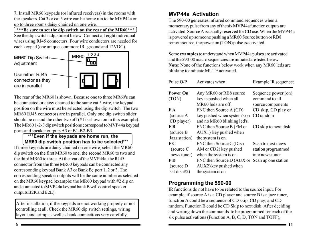 Knoll Systems installation manual MVP44a Activation, Programming, Power On 