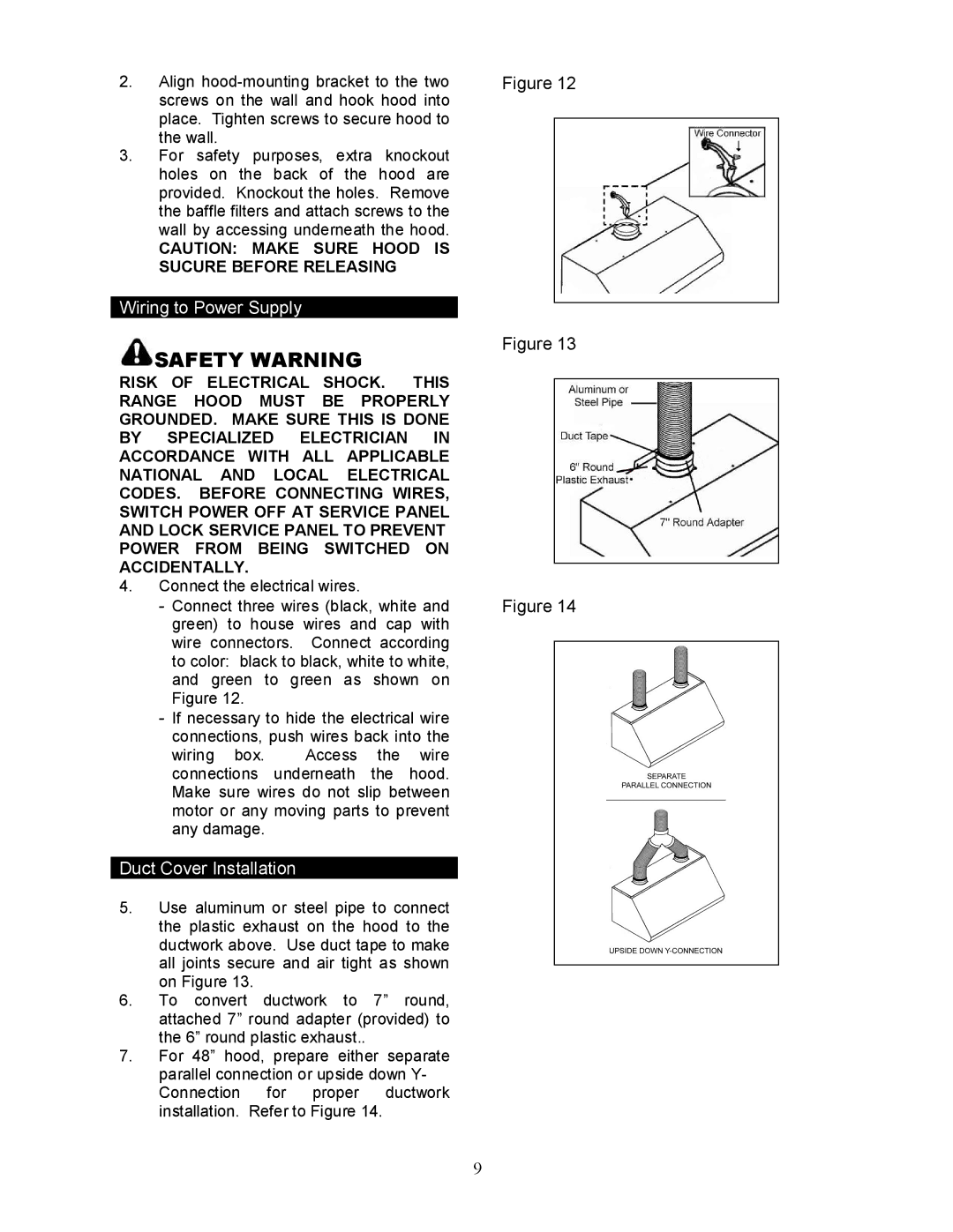 Kobe Range Hoods CH0030SQB manual Duct Cover Installation 