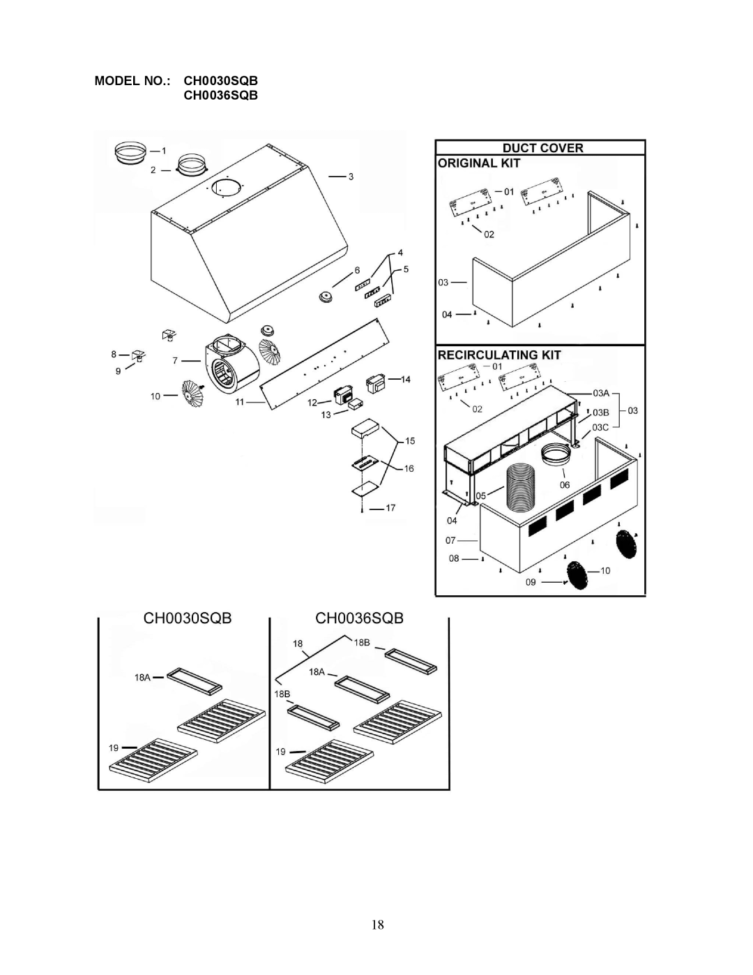 Kobe Range Hoods CH0030SQB manual Model NO. CH00 30SQB CH0036SQB 