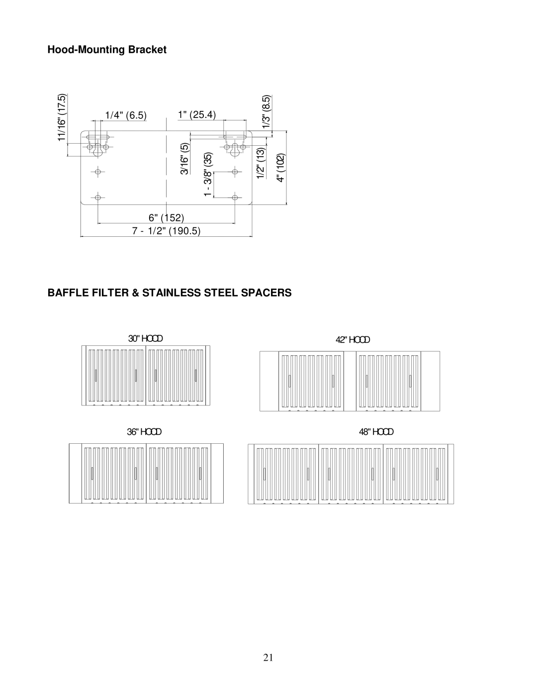 Kobe Range Hoods CH0036SQB (36), CH0030SQB (30), CH0048SQB (48), CH0042SQB (42) Baffle Filter & Stainless Steel Spacers 