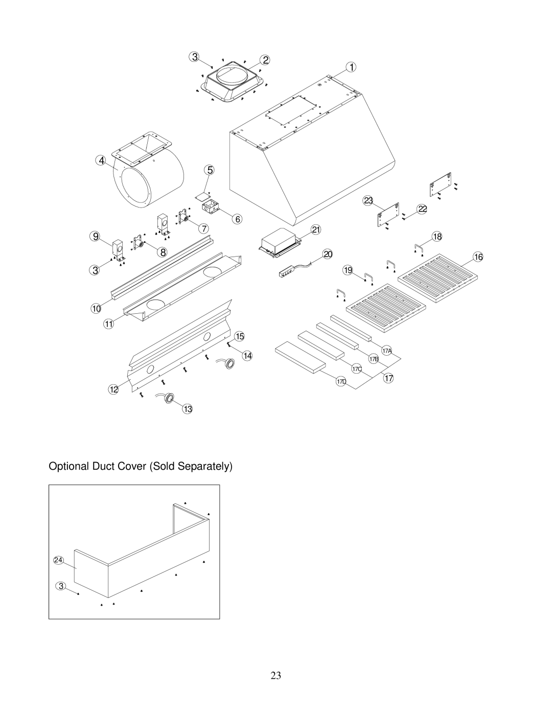 Kobe Range Hoods CH0048SQB (48), CH0036SQB (36), CH0030SQB (30), CH0042SQB (42) manual Optional Duct Cover Sold Separately 