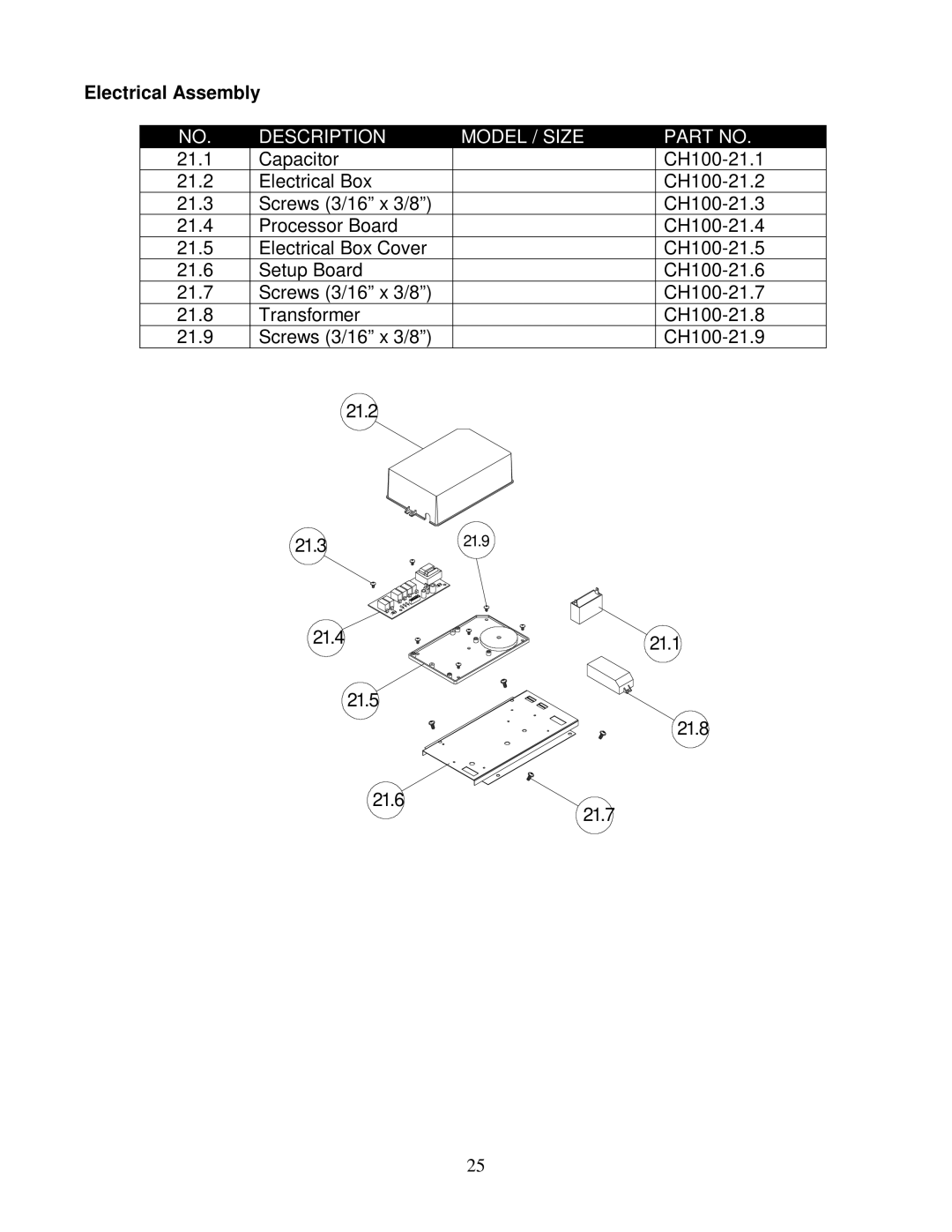 Kobe Range Hoods CH0036SQB (36), CH0030SQB (30), CH0048SQB (48), CH0042SQB (42) manual Electrical Assembly 