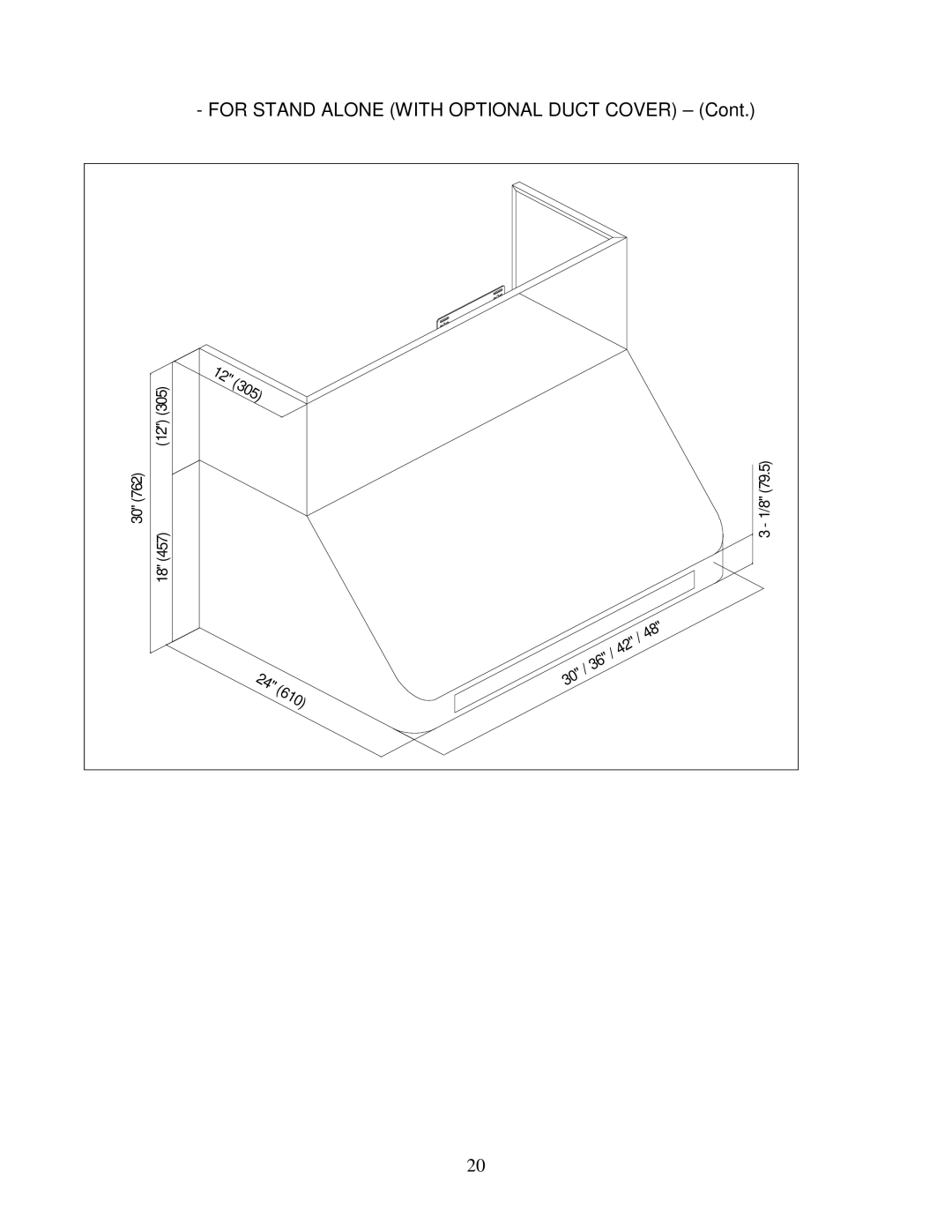 Kobe Range Hoods CH0148SQB (48), CH0136SQB (36), CH0130SQB (30), CH0142SQB (42) For Stand Alone with Optional Duct Cover 