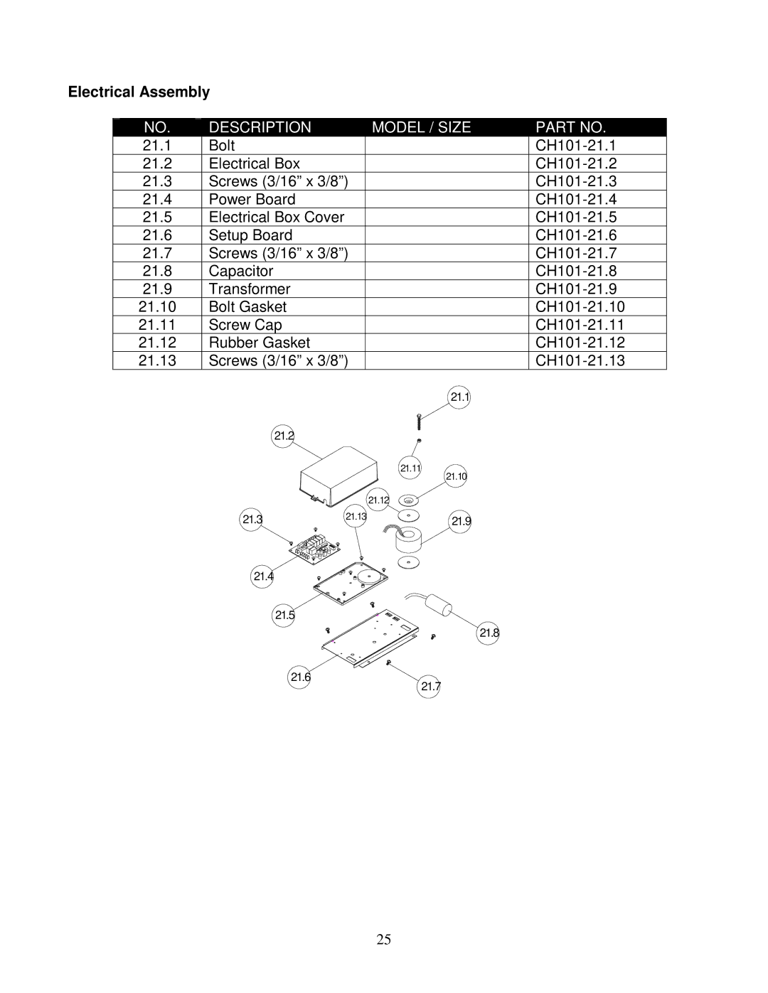 Kobe Range Hoods CH0136SQB (36), CH0130SQB (30), CH0142SQB (42), CH0148SQB (48) Electrical Assembly 