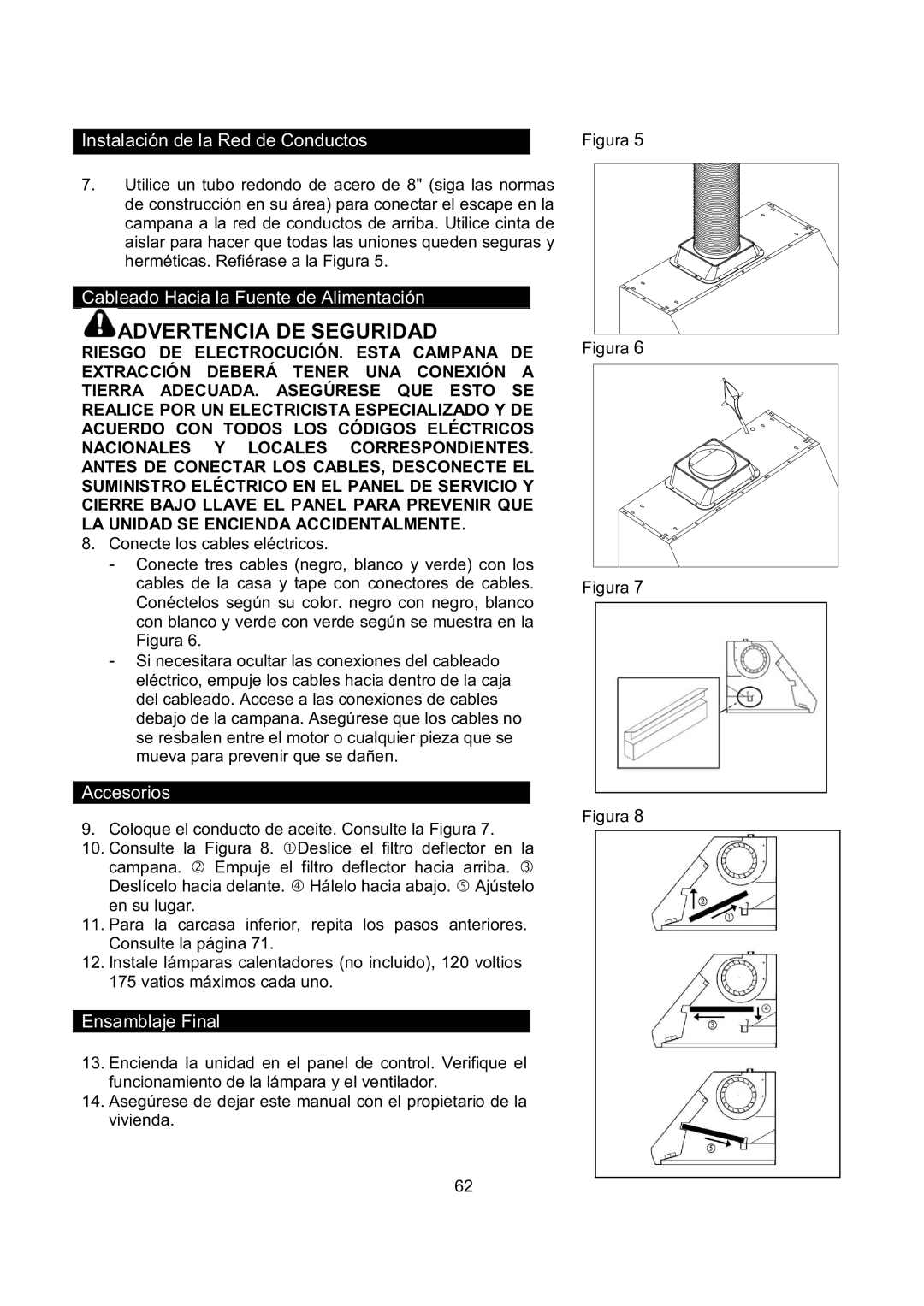 Kobe Range Hoods CH0342SQB, CH0348SQB, CH0336SQB, CH0330SQB installation instructions Instalación de la Red de Conductos 