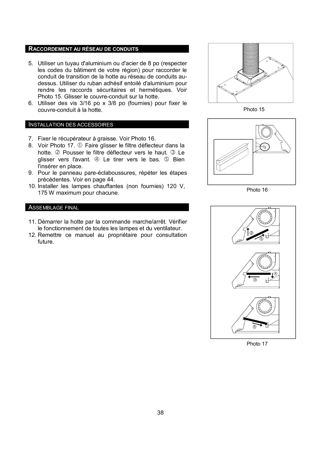 Kobe Range Hoods CH0342SQB, CH0348SQB, CH0336SQB, CH0330SQB installation instructions Raccordement AU Réseau DE Conduits 