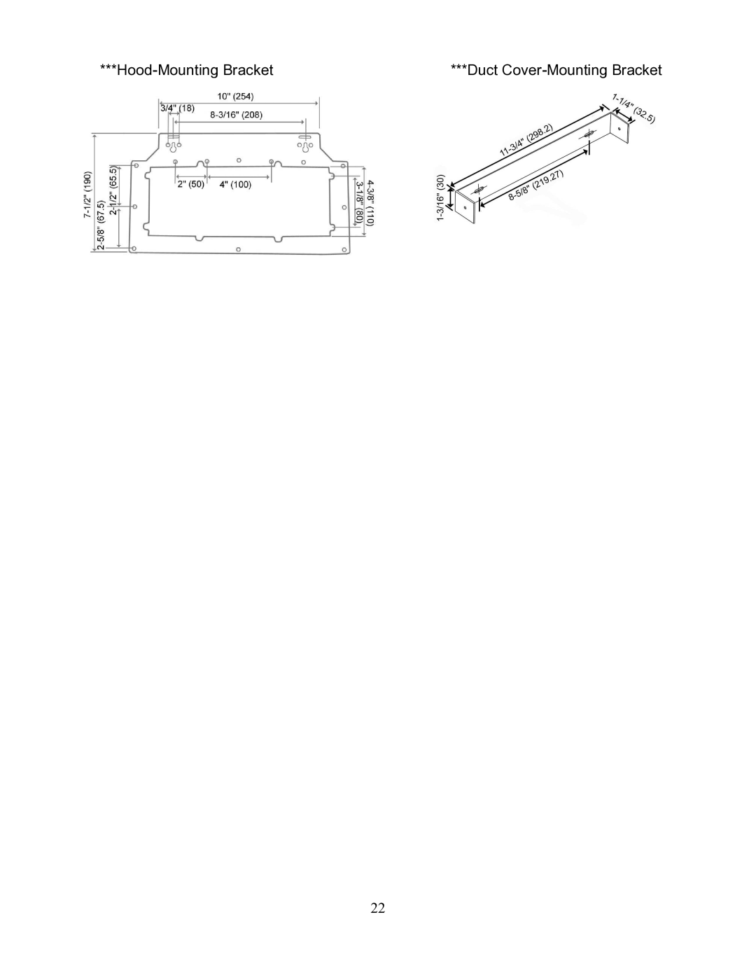 Kobe Range Hoods CH2236SQ, CH2230SQ manual Hood-Mounting Bracket 