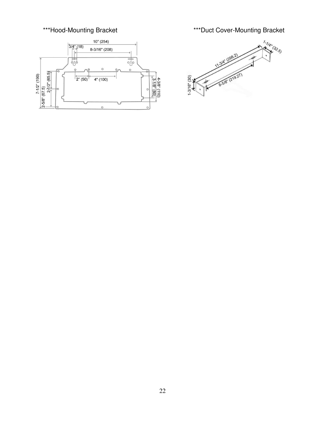 Kobe Range Hoods CH2236SQ, CH2230SQ installation instructions Hood-Mounting Bracket Duct Cover-Mounting Bracket 